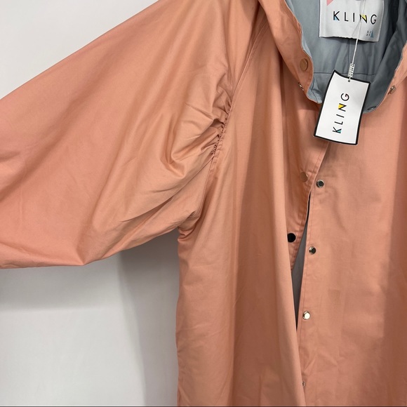 Kling Lip Print Hooded Jacket Lightweight Coral Pink New - Picture 4 of 7